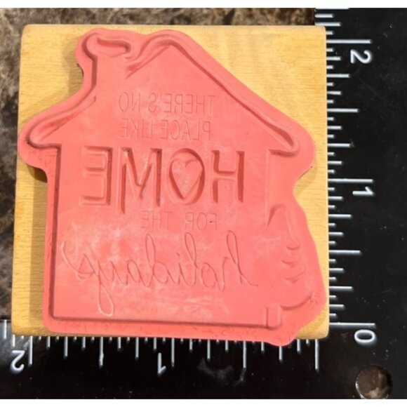 355868 Craft Smart "Theres No Place Like Home For The Holidays" Rubber Stamp - Picture 2 of 4